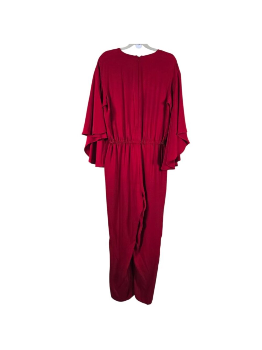 Ralph Lauren LRL Womens Red Drawstring V-Neck Wide Flare Sleeves Jumpsuit Size 8 - Picture 6 of 12